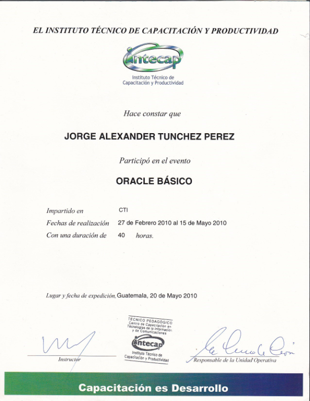 Curso Oracle Intecap