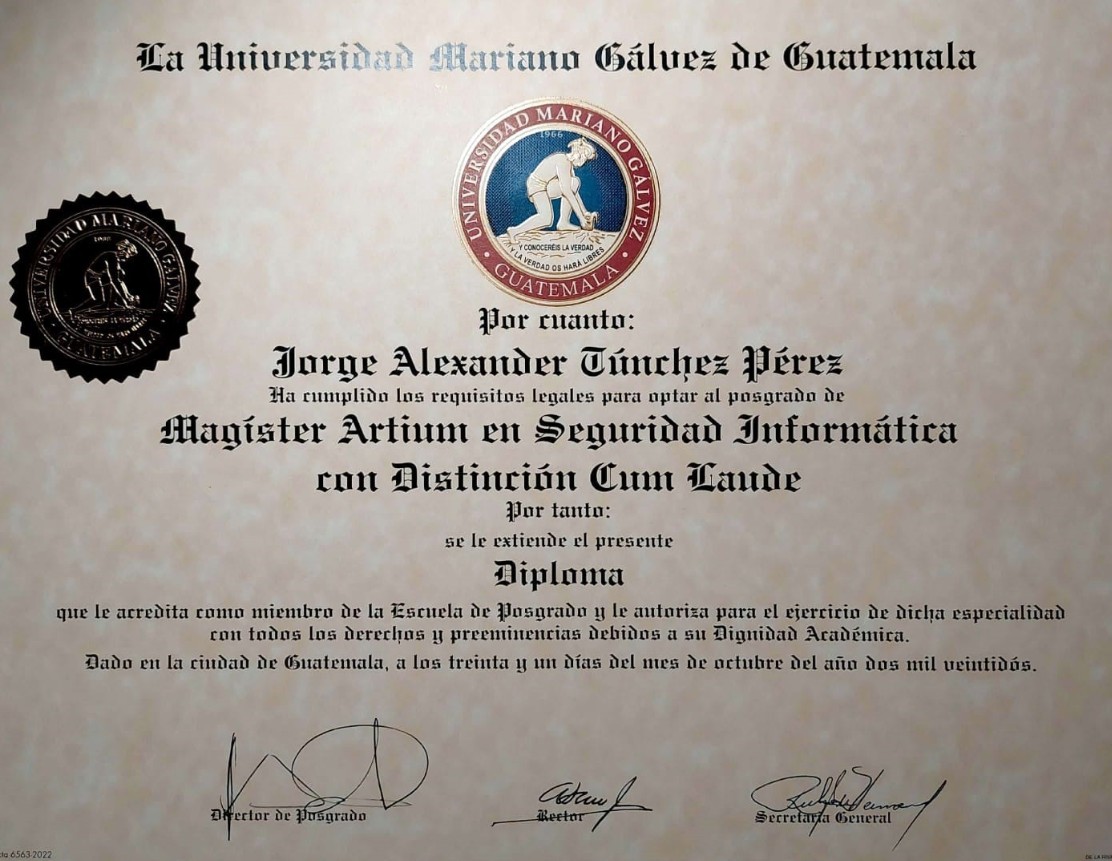 Titulo Magister Artium en Seguridad Informática